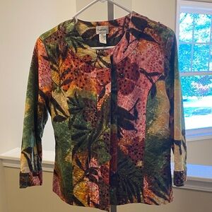 Chico's 1 (8) Vibrant Multicolor Women's light weight embellished jacket.